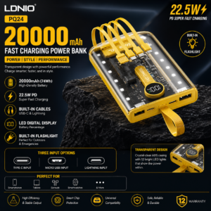 LDNIO PQ24 Transparent 20000mAh Fast Charging Power Bank